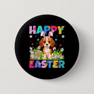 Beagle Dog Happy Easter Egg Hunt Bunny Ear Beagle 6 Cm Round Badge