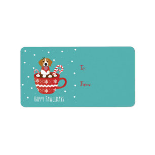 Beagle Dog Happy Pawlidays Label