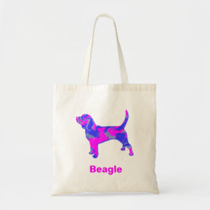 Beagle Dog Hot Pink and Blue Tote Bag