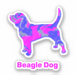 Beagle Dog Hot Pink & Blue Vinyl Sticker