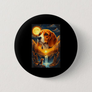 Beagle dog howling to the moon 6 cm round badge