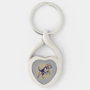 Beagle Dog Illustration - Energetic Power Graphic Key Ring