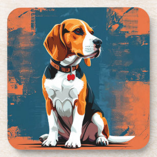 Beagle Dog in Abstract Background Coaster