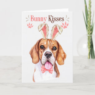 Beagle Dog in Bunny Ears for Easter Holiday Card