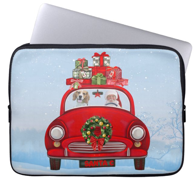 Beagle Dog In Car With Santa Claus  Laptop Sleeve (Front)