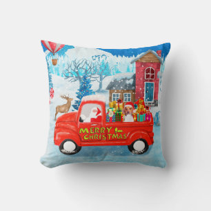 Beagle Dog in Christmas Delivery Truck Snow Cushion