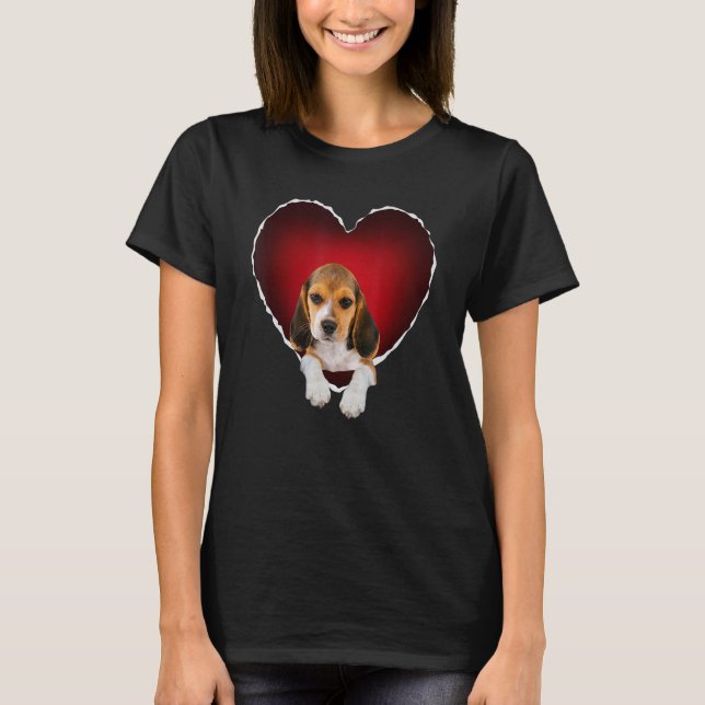 Beagle dog in Heart English Beagle T-Shirt (Front)