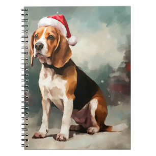 Beagle Dog in Snow Christmas Notebook