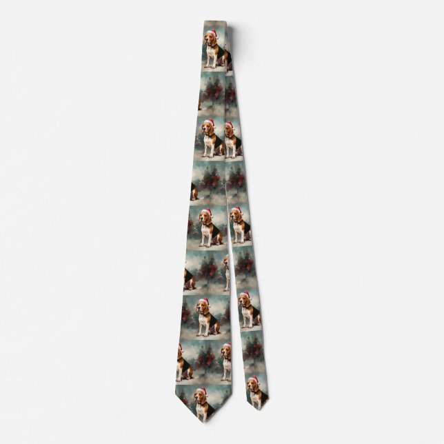 Beagle Dog in Snow Christmas  Tie (Front)