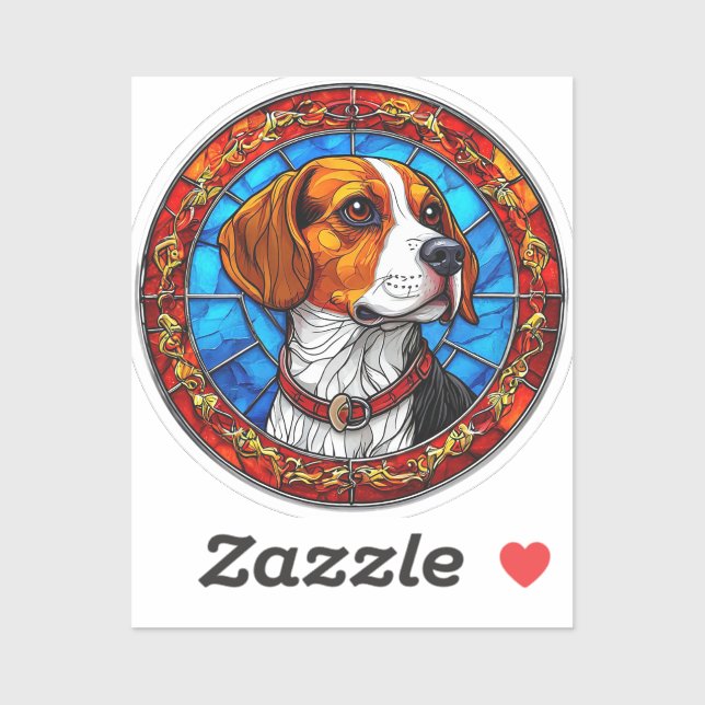 Beagle Dog in Vibrant Stained Glass Art (Sheet)