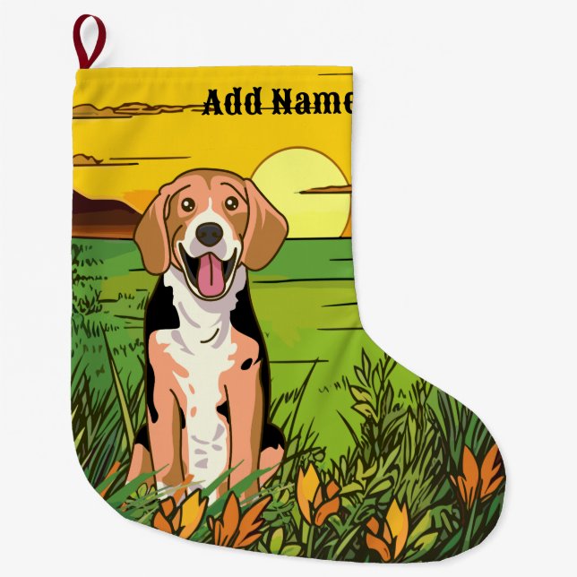 Beagle Dog Large Christmas Stocking (Front)