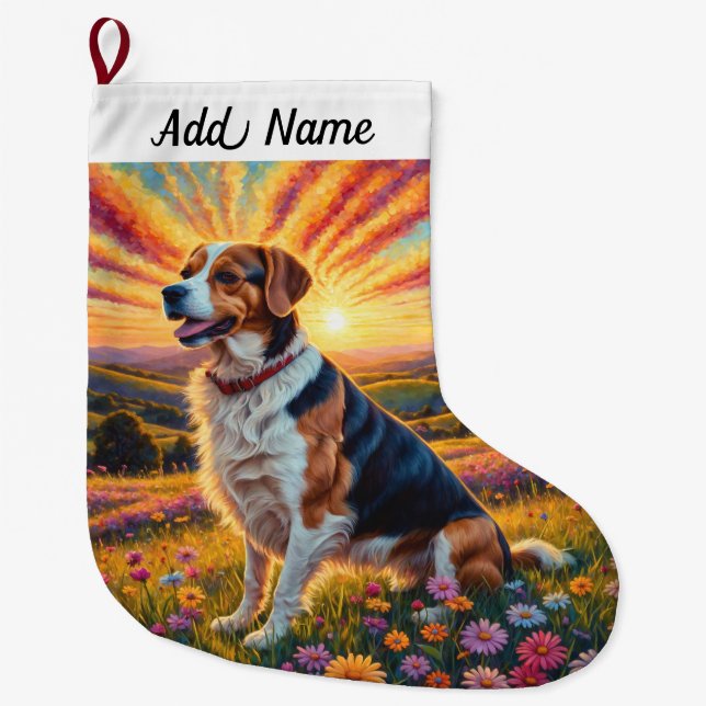 Beagle Dog Large Christmas Stocking (Front)
