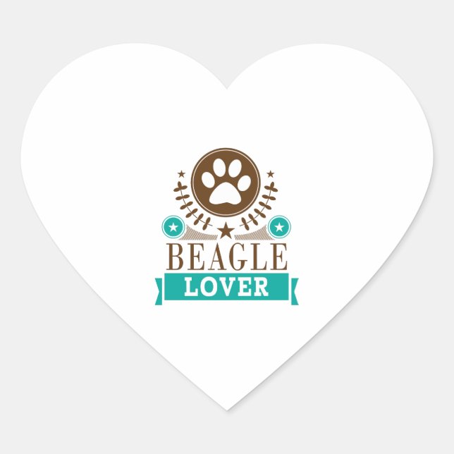 Beagle Dog Lover Heart Sticker (Front)