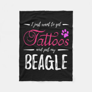 Beagle Dog Lover Tattoo Funny Dog Mum Gift Idea  Fleece Blanket