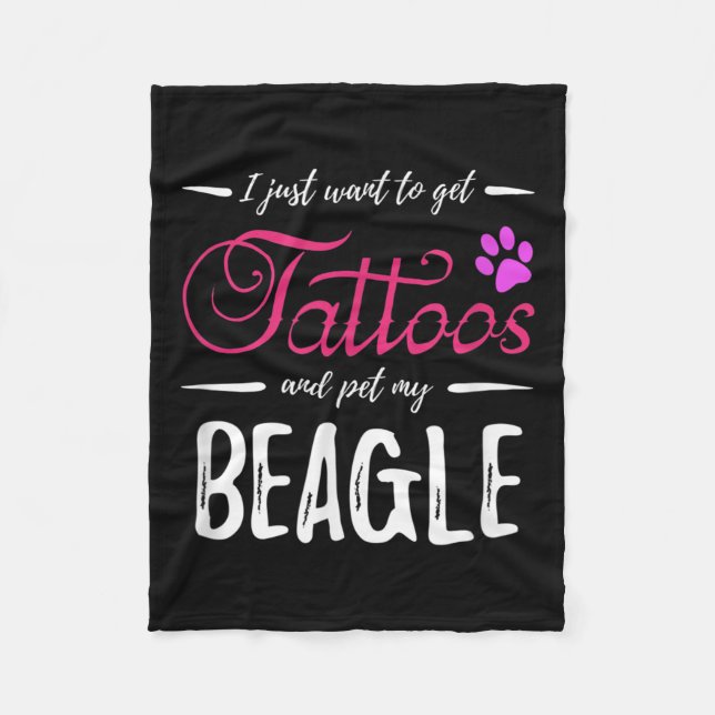 Beagle Dog Lover Tattoo Funny Dog Mum Gift Idea  Fleece Blanket (Front)