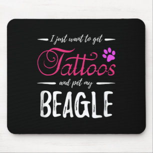 Beagle Dog Lover Tattoo Funny Dog Mum Gift Idea Mouse Pad