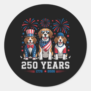 Beagle Dog Lovers 250 Anniversary Usa 250th 4th Of Classic Round Sticker