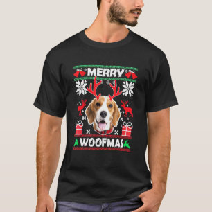 Beagle Dog Merry Woofmas Christmas Dog Ugly Sweate T-Shirt