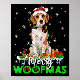 Beagle Dog Merry Woofmas Funny Xmas Lights Santa H Poster
