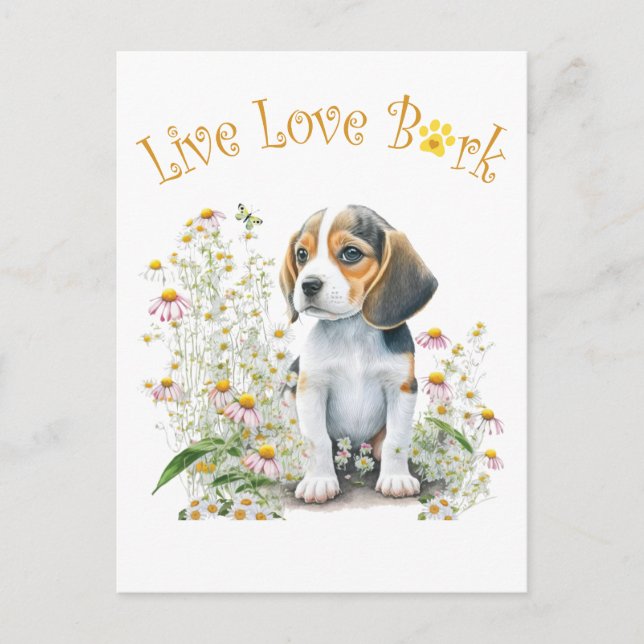 Beagle Dog Mum Floral Postcard (Front)