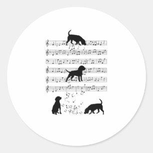 Beagle dog Music Note Clef Musician Cute Beagle do Classic Round Sticker