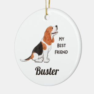 Beagle Dog My Best Friend Custom Name    Ceramic Ornament