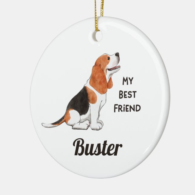 Beagle Dog My Best Friend Custom Name    Ceramic Ornament (Left)