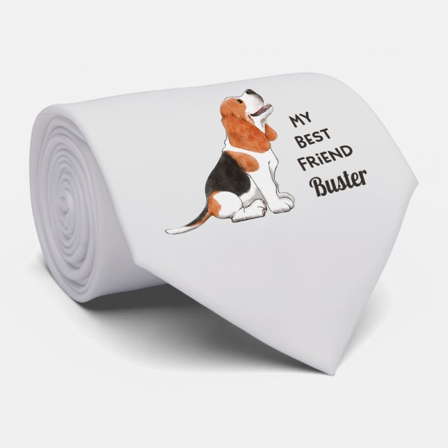 Beagle Dog My Best Friend Custom Name   Tie (Rolled)
