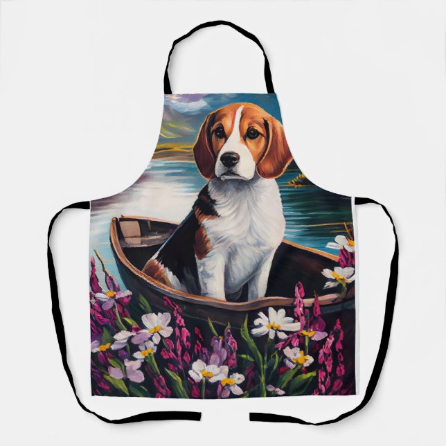 Beagle Dog on a Paddle: A Scenic Adventure Apron (Front)