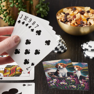 Beagle Dog on a Paddle: A Scenic Adventure Playing Cards