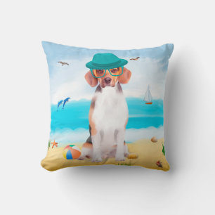 Beagle Dog on Beach Cushion