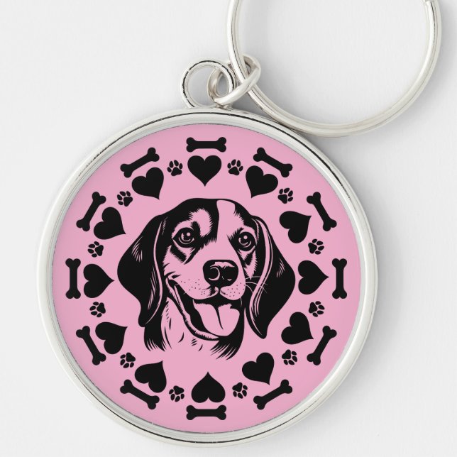 Beagle Dog Owner Key Ring (Front)