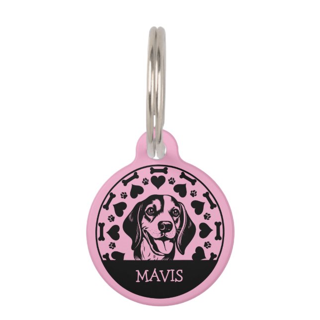 Beagle Dog Owner Pet Tag (Front)