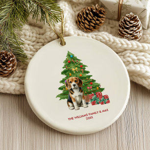 Beagle Dog Personalised Christmas Ceramic Ornament