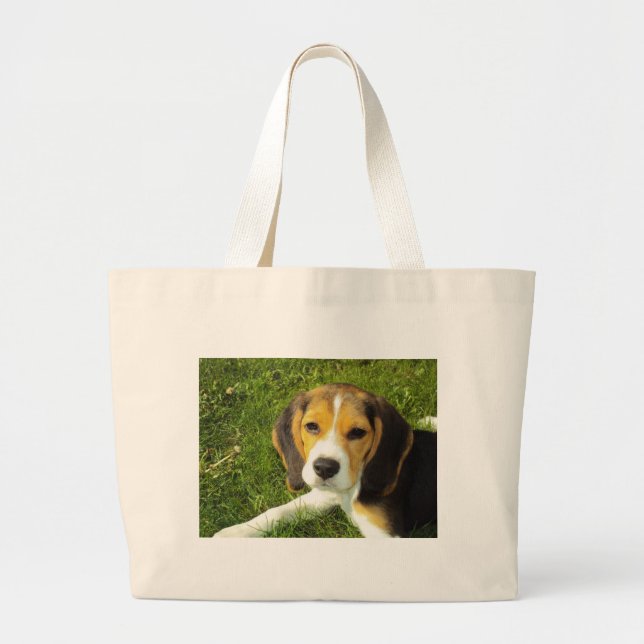 Beagle Dog Pet Animals Peace Love Large Tote Bag (Front)