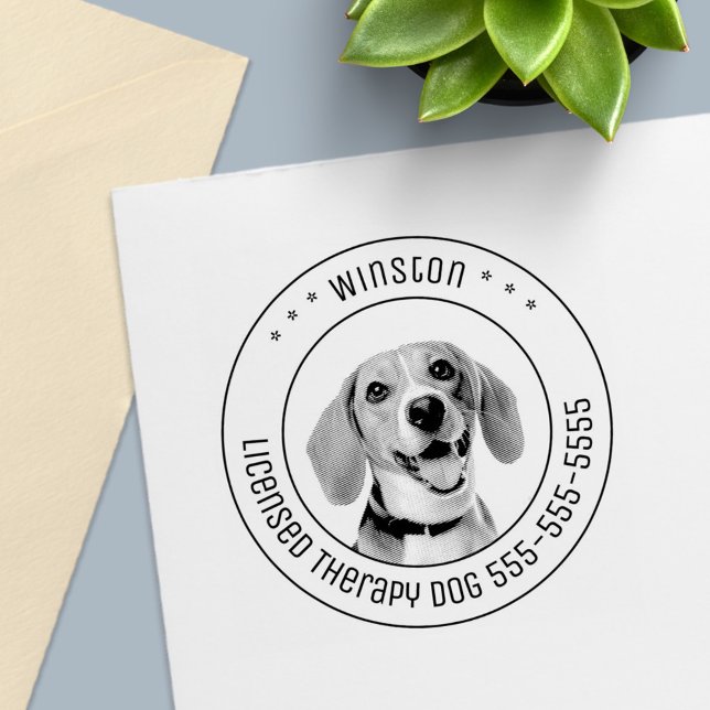 Beagle Dog Pet Photo Round Self-inking Stamp (Creator Uploaded)