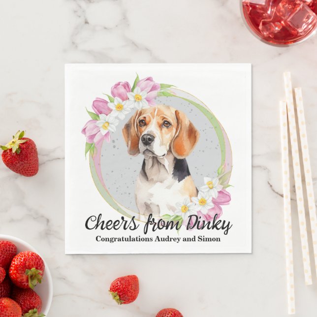 Beagle Dog Pet Wedding Napkins With Dogs Photo (Insitu)