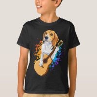 Beagle Dog Playing Acoustic Guitar Boy