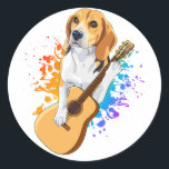 Beagle Dog Playing Acoustic Guitar Classic Round Sticker<br><div class="desc">Beagle Dog Playing Acoustic Guitar Cool Musician Guitarist Family design Gift Classic Round Sticker Classic Collection.</div>