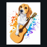 Beagle Dog Playing Acoustic Guitar Poster<br><div class="desc">Beagle Dog Playing Acoustic Guitar Cool Musician Guitarist Family design Gift Value Poster Paper (Matte) Classic Collection.</div>