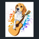 Beagle Dog Playing Acoustic Guitar Poster<br><div class="desc">Beagle Dog Playing Acoustic Guitar Cool Musician Guitarist Family design Gift Value Poster Paper (Matte) Classic Collection.</div>