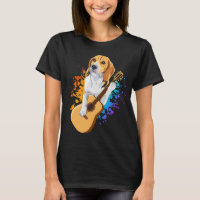 Beagle Dog Playing Acoustic Guitar Women