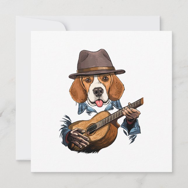 Beagle Dog Playing Guitar/ Funny Beagle (Front)