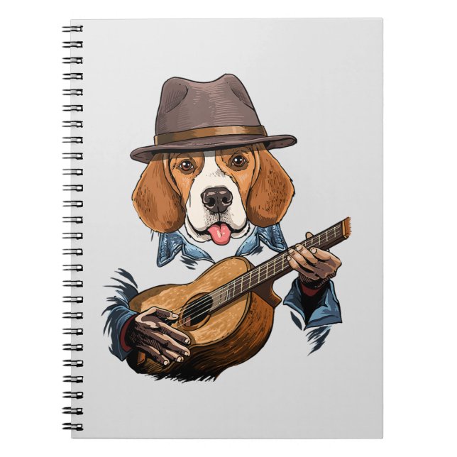 Beagle Dog Playing Guitar/ Funny Beagle Notebook (Front)