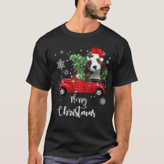 Beagle Dog Puppy Ride Red Truck Christmas Pajama T-Shirt