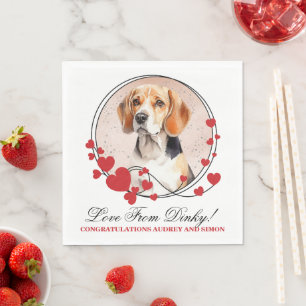 Beagle Dog Red Heart Frame Dog Photo Napkin