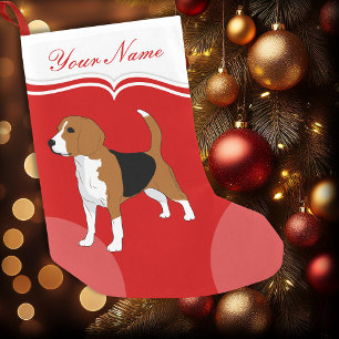 Beagle Dog Red Solid Personalised Small Christmas Stocking