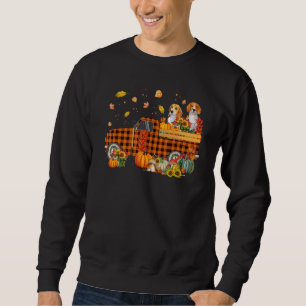 Beagle Dog Riding Truck Fall Vibes Happy Thanksgiv Sweatshirt