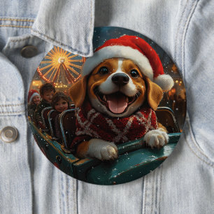 Beagle Dog Roller Coaster Christmas 6 Cm Round Badge
