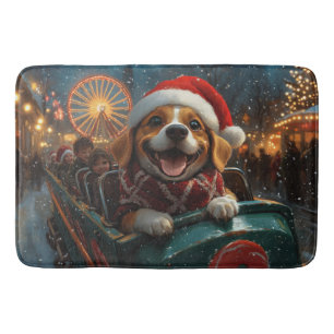 Beagle Dog Roller Coaster Christmas Bath Mat